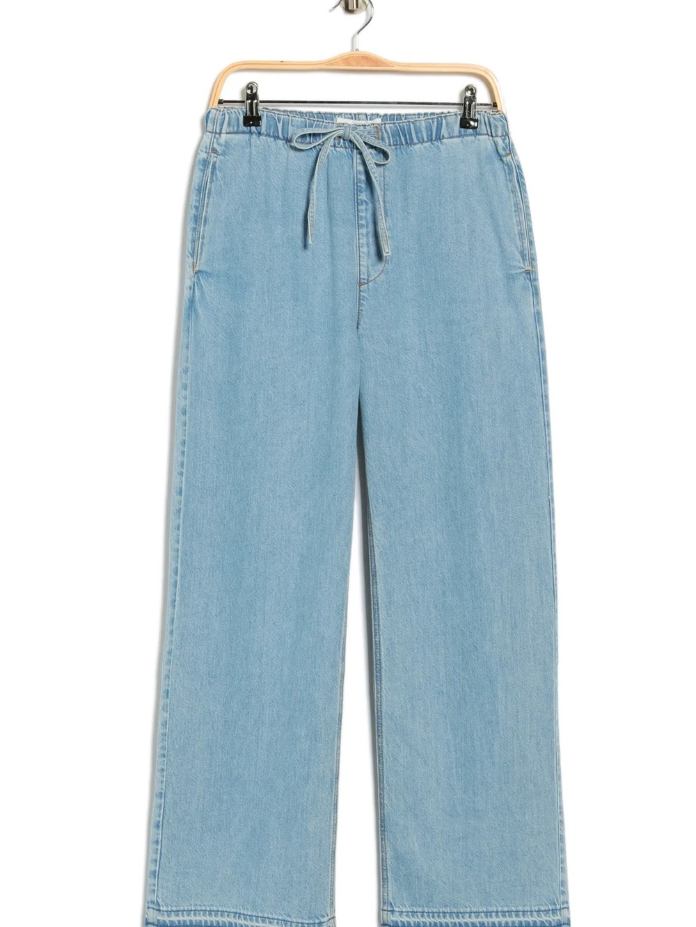 rag & bone Light Blue Wide-Leg Drawstring Jeans